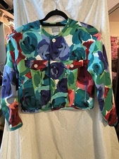 Fun Vintage 90s Esprit Short Jacket Medium Floral Print
