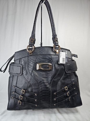 Guess Otilia Black Faux Snakeskin Tote Shoulder Bag RH261825 NWTY2K Purse