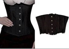 Camellias Corset Plus size 2XL Black Satin Hook Lace Up XXL Womens Plus