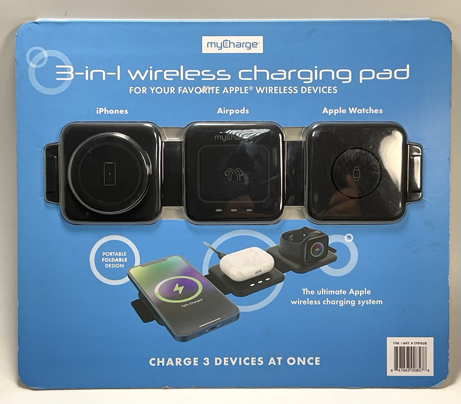 3-in-1 Foldable Wireless Charging Pad for Apple iPhone Watch AirPods