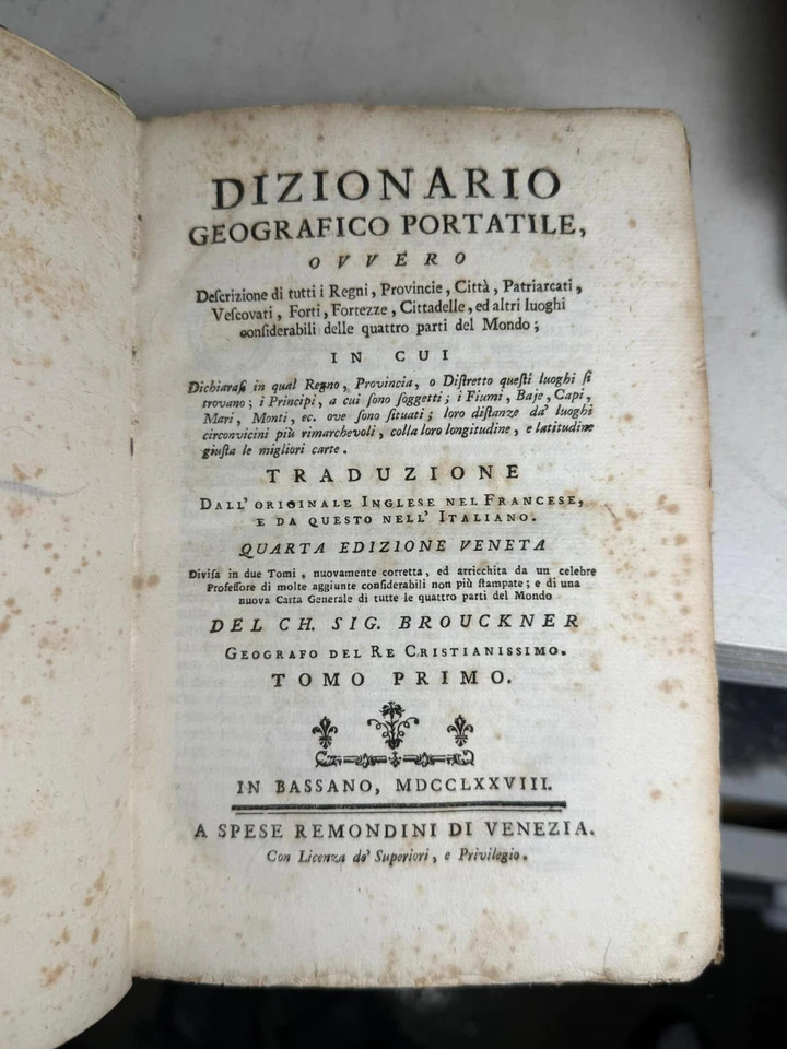 BROUCKNER, Dizionario Geografico Portatile, 2 Volumi ,Venezia 1778 - Immagine 3 di 4
