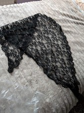Vintage Black Lace Flower Veil Head Scarf Women Mantilla Triangular Veil