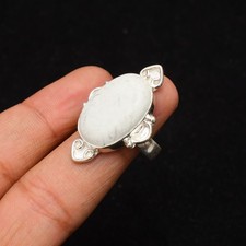 Howlite Gemstone 925 Sterling Silver Jewelry Ring Size 7.5
