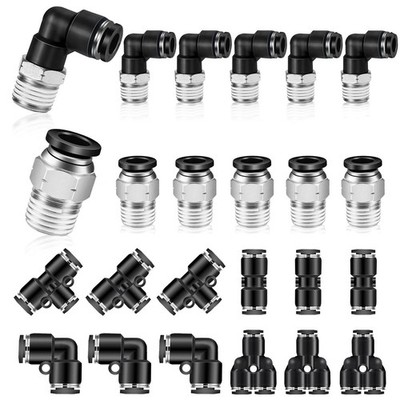 QITUO 1/2 Push to Connect Fittings Kit, Inch 1/2'' OD x NPT, Black 