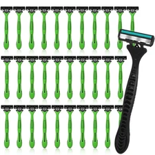 32 Pcs Men's Disposable Razor Bulk 3 Blade Shaving for Sensitive Skin... 