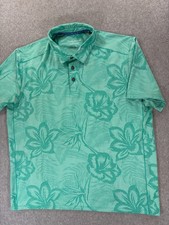Tommy Bahama Floral Short Sleeve Island Zone Polo Shirt Men's XL Turquoise