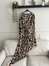 Size 14 leopard print asymmetric Dress Long Sleeve Night Out Special Occasion