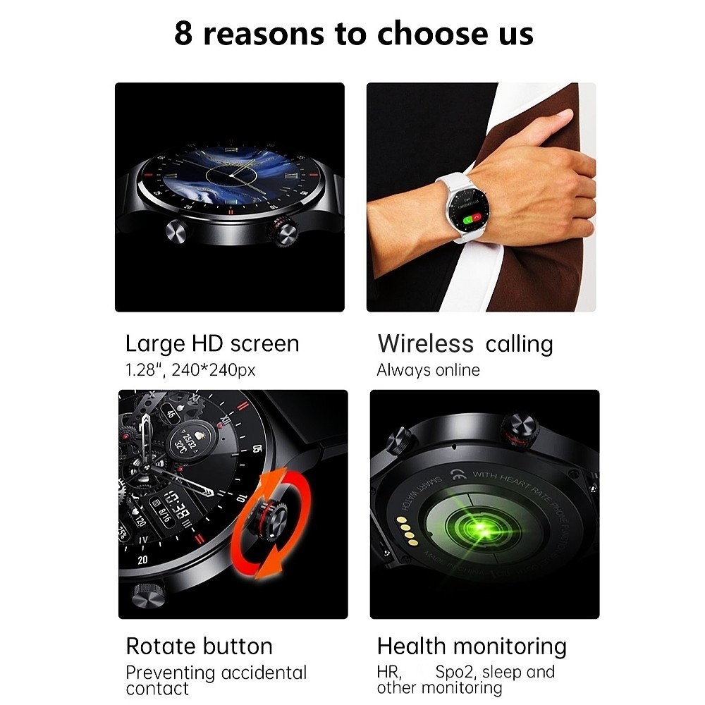 Smartwatch Uomo con Fitness Tracker Impermeabile Bluetooth per iPhone Android foto 6