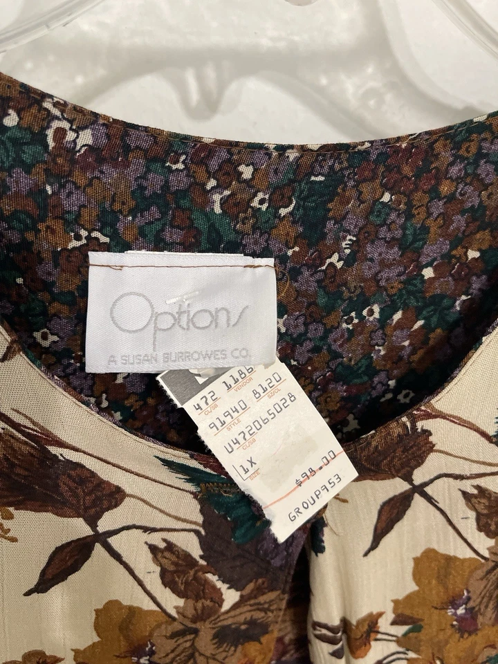 Vintage Options A Susan Burrowes Co Floral Cardigan One Button - Image 3 of 4