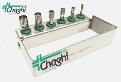 6 Pcs Dental Implant Tissue Punch Kit set Surgical Surgery With Box HolderChaghi