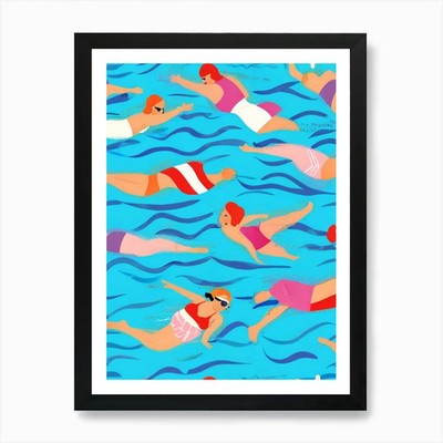Swimming In The Pool 2 Art Print Framed Wall Art Poster Canvas Print Picture