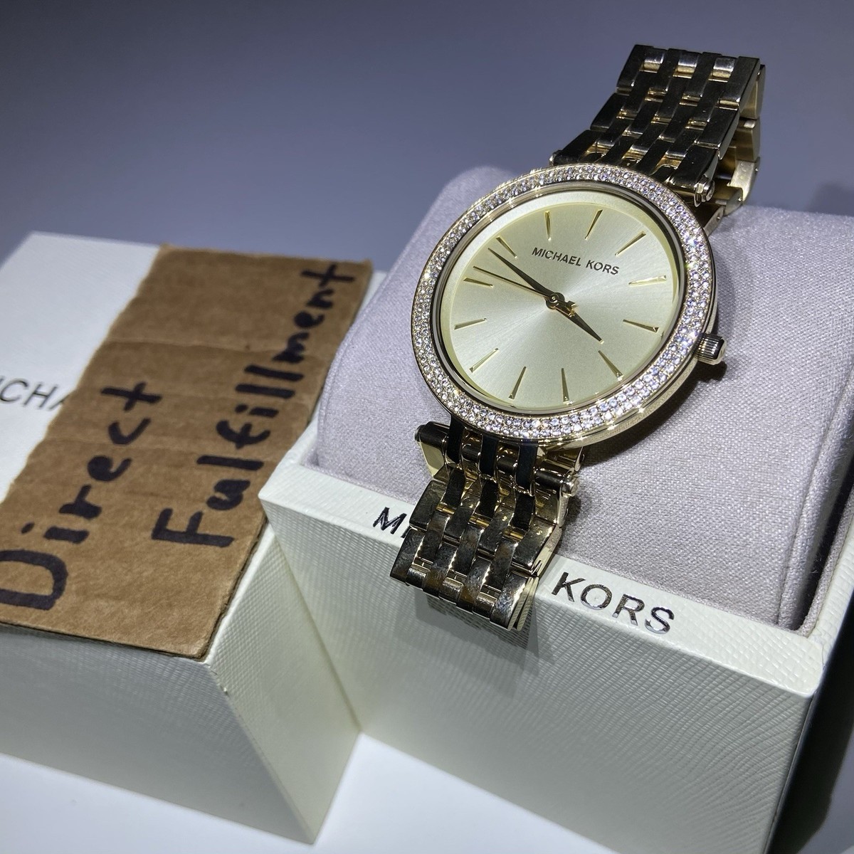 Michael Kors Darci Silver Dial Gold Stainless Steel Strap 