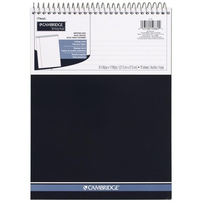 Cambridge Spiral Notebook, College Ruled Paper, 8-1/2'' x Legal Ruled, Black 