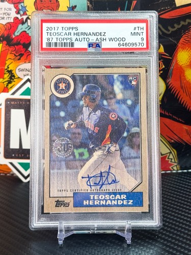 Teoscar Hernandez 2017 Topps 1987 Rookie Ash Wood Auto /10 PSA 9 RC Dodgers