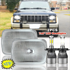 For Jeep Cherokee Xj 1984-2001 Pair 5x7 7x6 Led Headlights Sealed Highlow Beam
