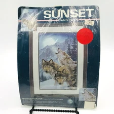 Sunset Gallery Crewel Kit Winter Wolves 11122 Embroidery Complete