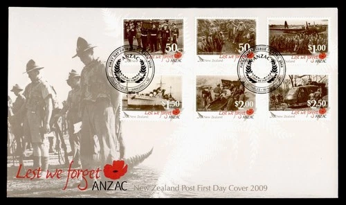 DR WHO 2009 NEW ZEALAND FDC ANZAC ANIV COMBO $2.50 M79681
