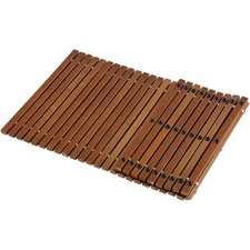DoubleFill Solid Teak Wood String Mat 40" x 20" Teak Shower Mat Spa Floor Oil...