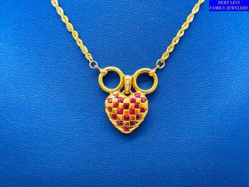 RARE VTG King Kamehameha Gold Pendant w/ Rubies, Honolulu RARE VTG King Kamehameha Gold Pendant w/ Rubies, Honolulu