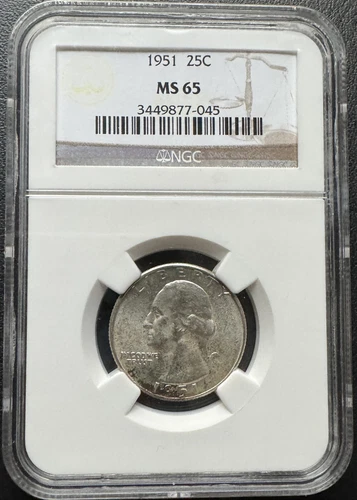 1951 25C Washington Quarter NGC MS 65