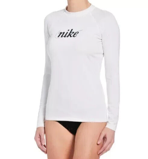 Nike Women's UPF 40+ Long Sleeve Rashguard Swim Tee White Size M