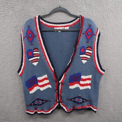 Vintage Bechamel Sweater Womens Large Vest American Christmas Button