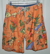 J.CREW men's Teen HAWAIIAN ISLAND Theme Tropical BOARD SHORTS 32