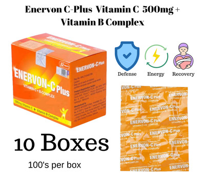 10 Box ENERVON-C Vit C 500mg + Vit B-Complex Defense Energy Recovery (100's)