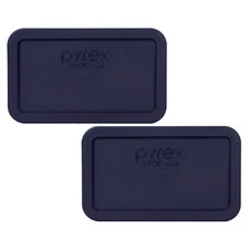 Pyrex 7214-PC Rectangle 4.8 Cup Storage Lid Cover Blue 2PK for Glass Dish