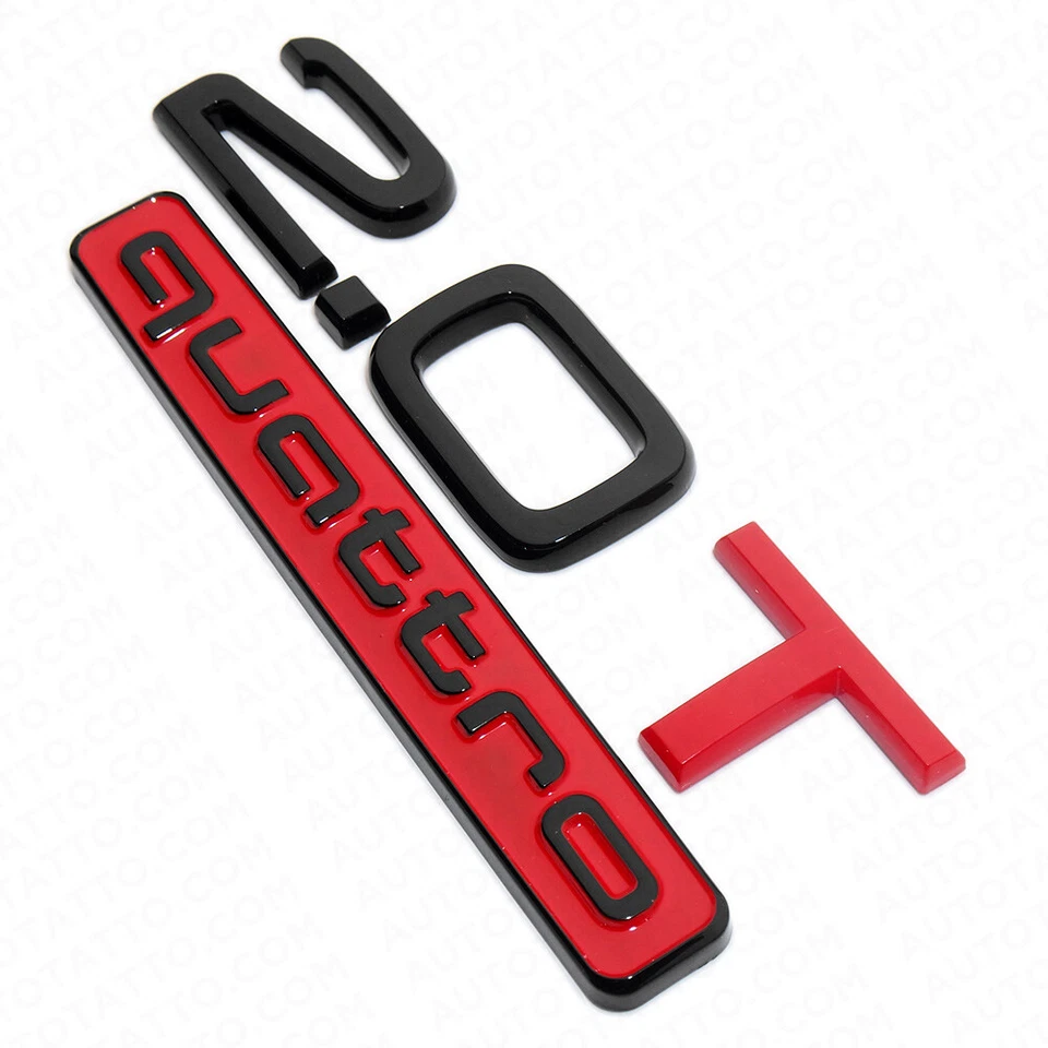 17-22 Rear Trunk Lid 2.0T Quattro Nameplate Emblem Badge Black & Red — 第 3/4 张图片