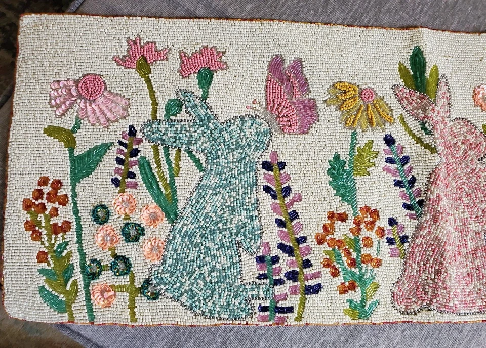 Corredor de mesa con cuentas de Pascua pastel conejito mariposa floral nuevo Foto 3 de 4