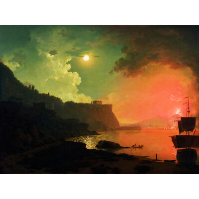 Wright Derby Vulkan Vesuv Posillipo Eruption Gemälde XL Leinwand Kunstdruck