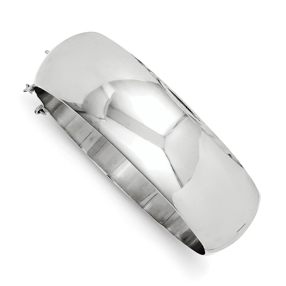 Sterling Silver Rhodium-plated 20mm Fancy Hinged Bangle Bracelet