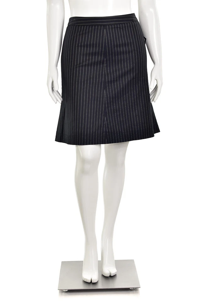 Saia de algodão Armani Collezioni preta listrada linha A tamanho 12 - Imagem 3 de 4