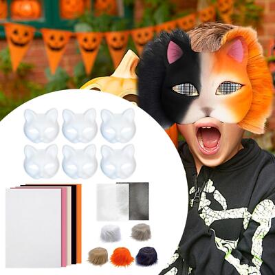 6x Katzenmaske Set Party Zubehör Deko Tier Gesichtsmaske für Bühnenauftritt