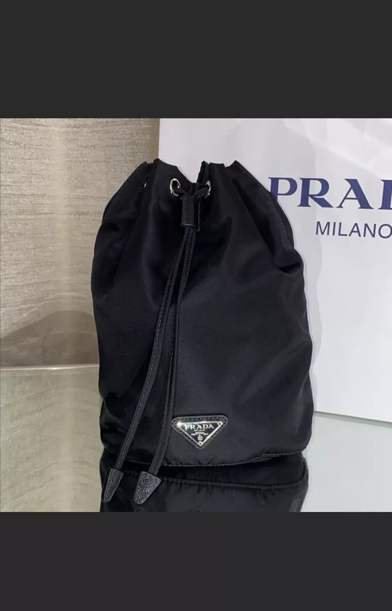 Authentic Prada Nylon Vera Drawstring Bucket Pouch