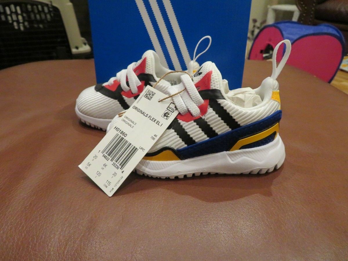 NWT Toddler Boys White, Black & Blue Adidas Originals Flex