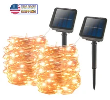 200 LED Solar Powered Copper Wire String Led Strip Fairy Garland Outdoor Light