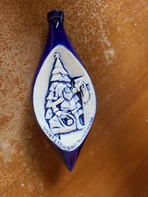 VTG 1976 Duncan Enterprises Blue Glazed Ceramic Santa Ornament