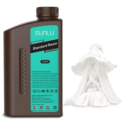 SUNLU Résine pour Imprimante 3D Polymérisation Rapide 405nm 1000G LCD/SLA Blanc