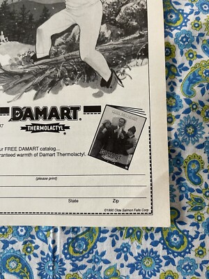 Vintage 1990 Damart Thermolactyl Print Ad Hunting Outdoor Thermal