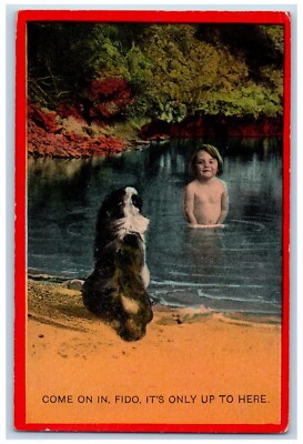 Lake Norden South Dakota SD Postcard Little Kid Bathing With Fido Dog Bamforth