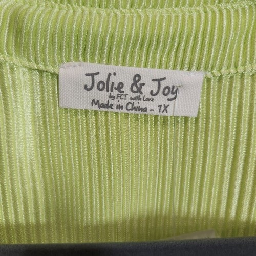 -NWT Jolie & Joy plisse shirt in lime green co-ord Size 1X; - Picture 4 of 6