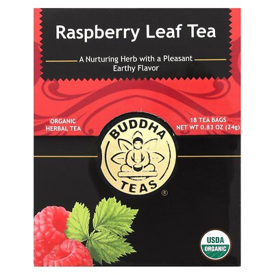 Organic Herbal Tea, Raspberry Leaf, Caffeine Free , 18 Tea Bags, 0.83 oz (24 g)