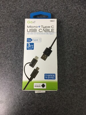 【m】 Goxt Micro & Type C USB Cable Charge & Sync - 3ft M22A | eBay