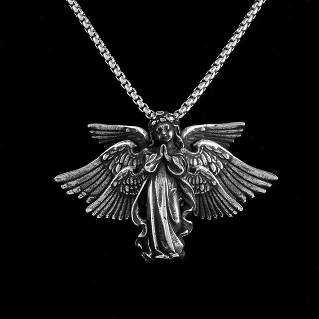 Triple Winged Angel Silver Heavenly Deity Pendant Jewelry