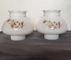 Vintage Milk Glass Hurricane Ruffle Top Lamp Shade 5.5” Tall 3" Fitter set of 2