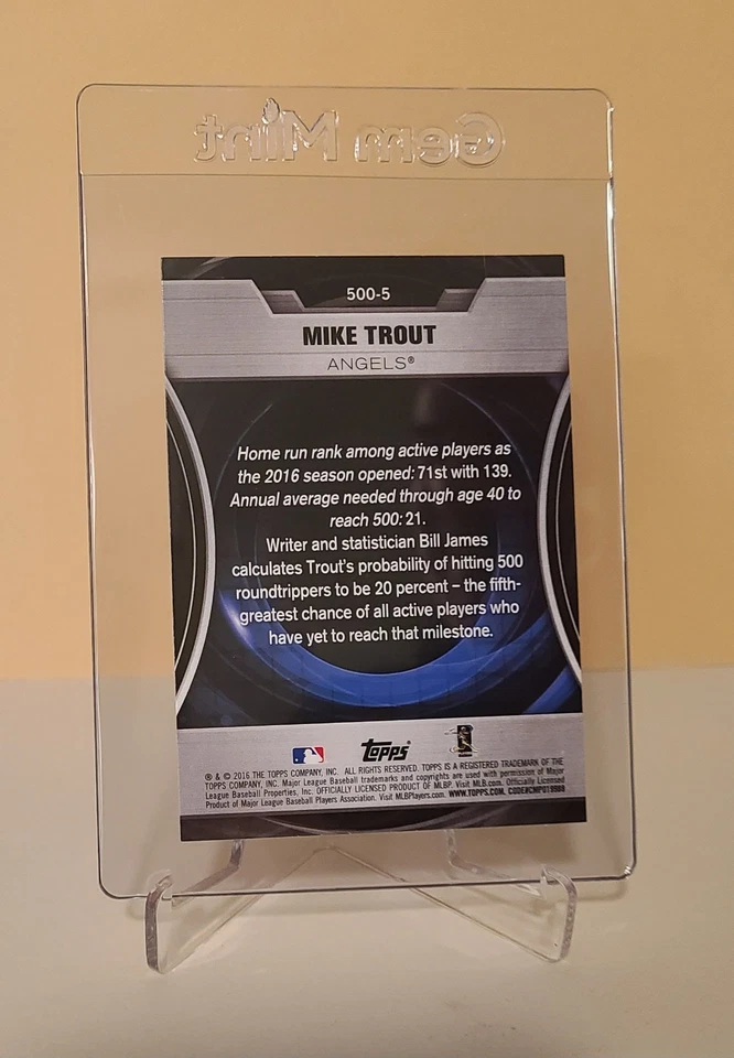 Mike Trout - Gold - 2016 Topps Update - Retail 500 HR Futures Club - MINT  - Image 2 of 2