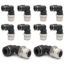 10 PCS Male Elbow Push to Connect Fittings 1/4" Tube OD x 1/8" NPT Thread