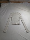 H&M Divided Women's M Ribbed Crop Long Sleeve Sweater Ivory Lettuce Hem — photo 4